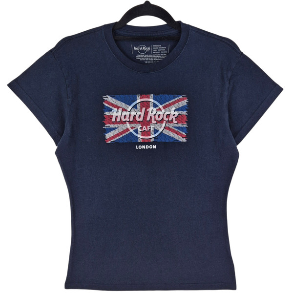 Hard Rock Cafe London Womens Dark Blue Cotton Tee Shirt Size M