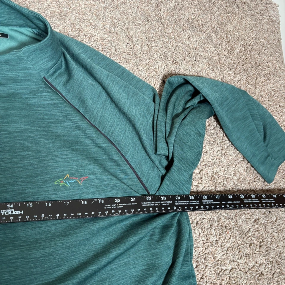 Camisa Pullover Greg Norman Para Hombres Cuarto Cremallera Verde Azulado Jaspeado Golf Performance 2XL Foto 4 de 4