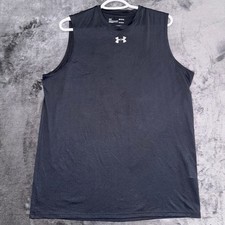 Under Armour Mens HeatGear Sleeveless Shirt Black Loose Fit Tank Top MD Medium