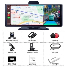 10.26" 4K ADAS Wireless Carplay & Android Auto Dash Cam Night Vision 24H Park Mo