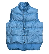 VTG 70s  Comfy Down Vest Mens Large Blue Puffer Western Outdoor Casual Retro