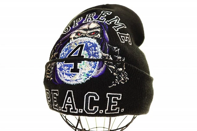 Casquette tricotée Supreme 23Aw Peace brodée pièce noire brodée