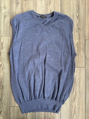 Mario Gilberti Men s Sweater Vest 100% Merino Wool Blue Extrafine  Italy Size XL