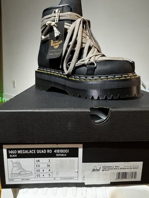 Dr. Martens x Rick Owens 1460 Megalace Quad Platform Boots Black EU36 US4/5