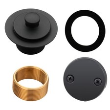 Black tub Drain Lift Turn Tub Trim Set with Two-Hole Overflow Faceplate Conv...