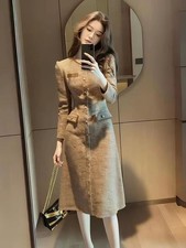 Office Work Dresses for Women Size 2-10 XS Small Medium Long Sleeve A-Line Tweed