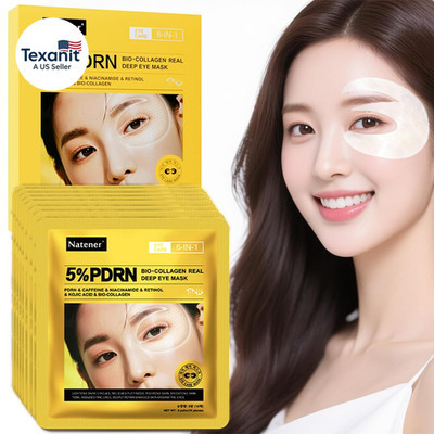 8 Pairs 5% PDRN under Eye Patches, 6-In-1 Bio-Collagen 360° Eye Patches for Puff