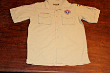 Boy Scouts of America BSA Men's Shirt Tan Small 100 Supplex Nylon Sewn Patches
