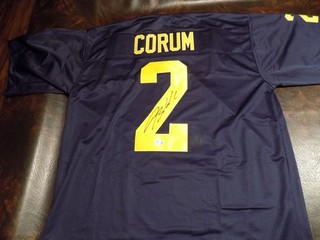 BLAKE CORUM AUTOGRAPHED MICHIGAN JERSEY W/ BECKETT COA