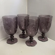 Princess House Fantasia Set of 4 Amethyst Purple Ice Tea Glass Goblet 16 oz
