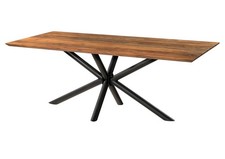 Esstisch Akazie 260x100 natur Epoxid schwarz, Kreuzgestell rund anthrazit matt