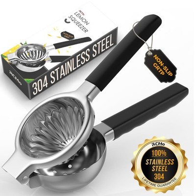 RCMo Stainless Steel Lemon Squeezer - Metal Citrus Juicer - Lime Black
