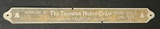 TAUNTON MOTOR COMPANY VINTAGE PROVEEDORES ALFÉIZAR PLACA DE IDENTIFICACIÓN TIRA INSIGNIA EMBLEMA