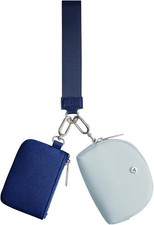 KeyChain Wallet Wristlet Wallets For Women Mini Zip Dual Pouch Blue Dark Blue