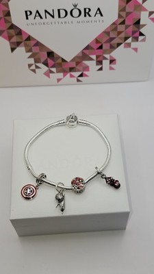 Authentic Pandora Marvel Avengers Bracelet 590784C00 & 4 Spider-man Charms w Box