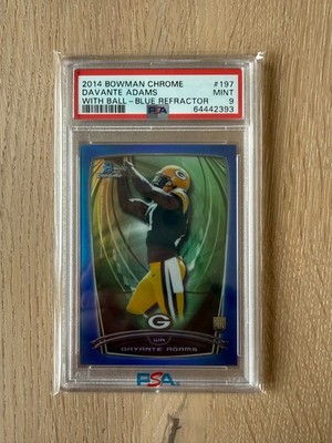 2014 Bowman Chrome Davante Adams Blue Refractor #197 | RC | /199 | PSA 9