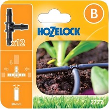 Hozelock T Piece 4mm Micro Irrigation Pipe Connectors Splitter Pack 12