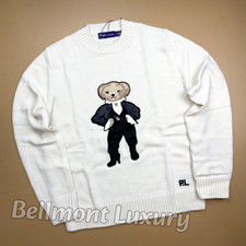 POLO RALPH LAUREN Polo Bear Tuxedo Knit Sweater White Women's Small NWT