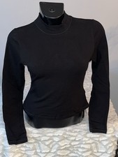 WOMENS BLACK MOCK TURTLE NECK LONG SLEEVE FITTED TIGHT SLIM FIT SHIRT LARGE NWT