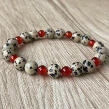 Dalmatian Jasper Power Stone Bracelet Passion Action Healing Jewelry Used