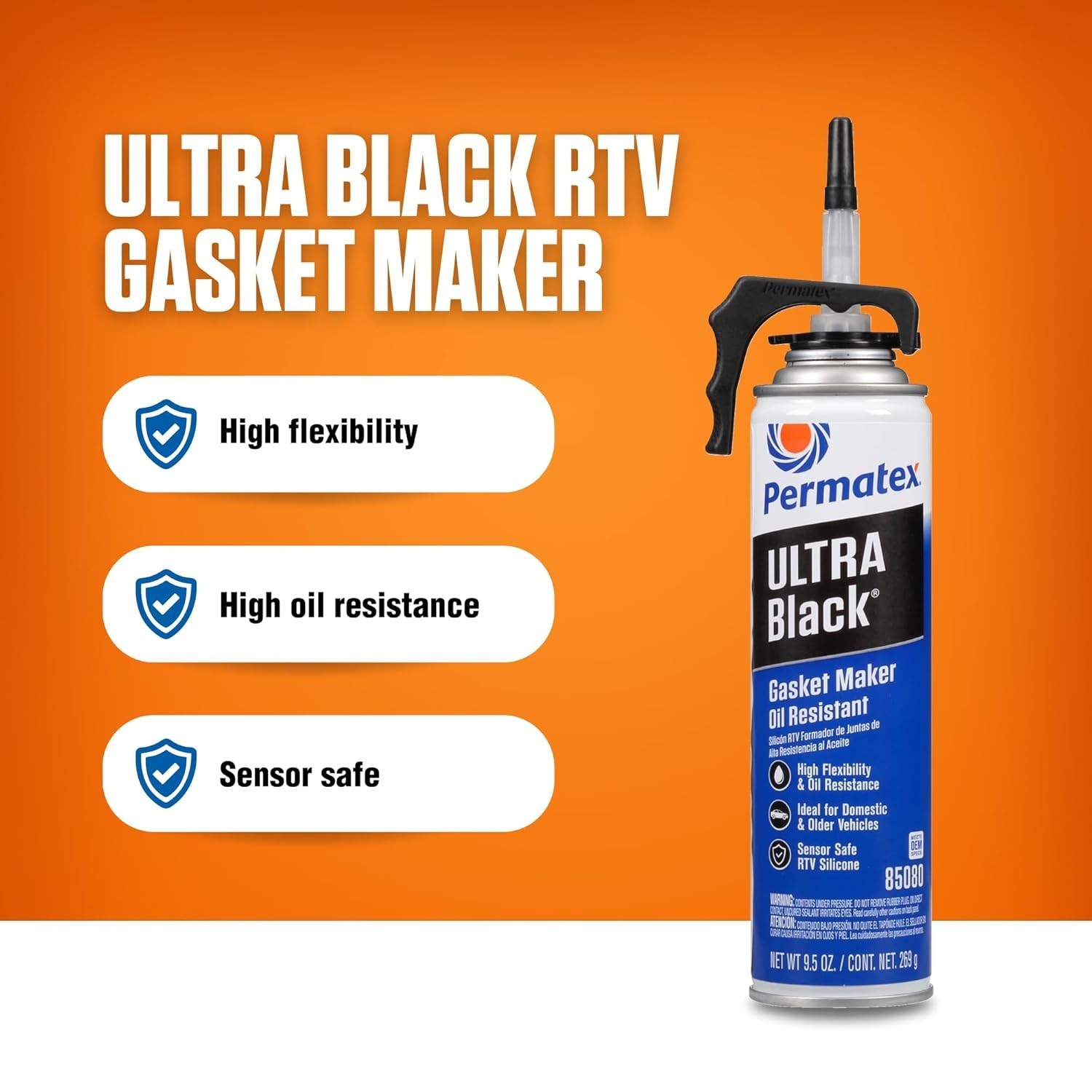 Permatex Ultra Black RTV Silicone Gasket Maker 9.5 oz Maximum Oil Resistance