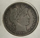 1908-D Barber Silver Half Dollar 50c Original Rare US Type Coin