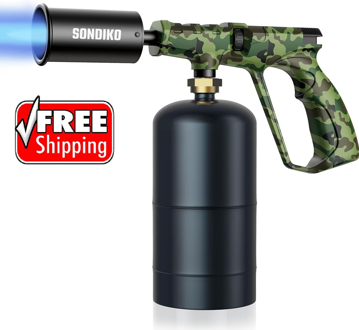 Propane Torch Head, Powerful Flame Thrower Gun, Adjustable Charcoal Lighter, Sea