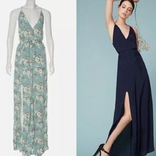 Reformation Blue Green Floral Print Citrine Maxi Dress S Rare