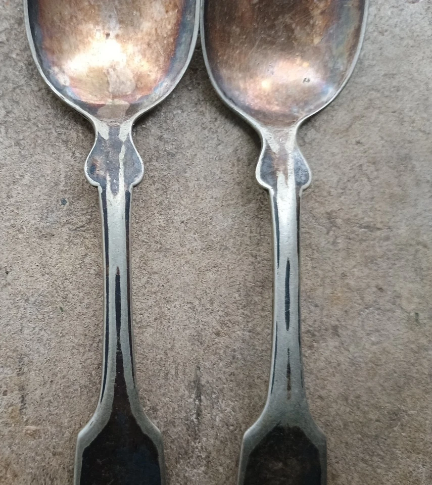 Lote Muy Raro Vautrot & Son Plateado 6" Cucharas de Cena Viddleback Grabadas Foto 3 de 4