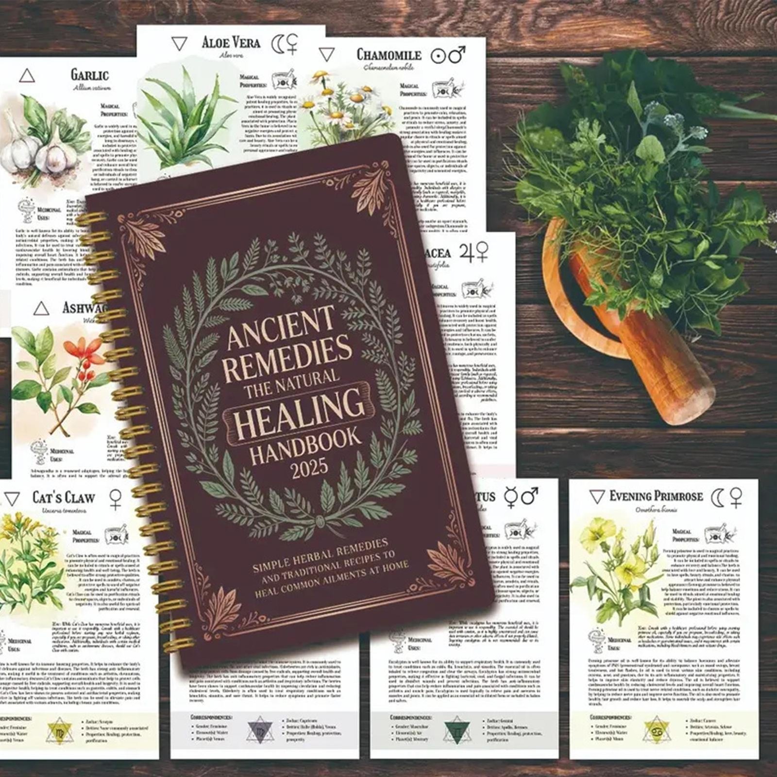 The Natural Healing Handbook, Spiral-Bound Guide for Herbal Remedies and Natural