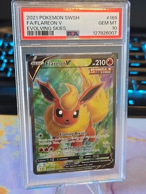 ✨👑 Flareon V 169/203 Certified PSA 10 Eng Pokemon Evolving Skies
