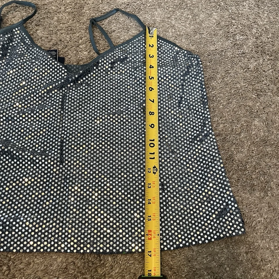 Suéter Cami Top Mujer Y2K Venezia Jeans Tejido Metálico Lentejuelas 18/20 Disco Retro Foto 3 de 4