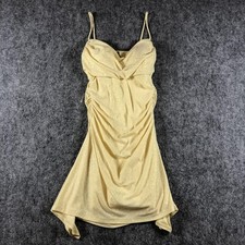 Windsor Gold Glitter Bodycon Mini Dress Womens Medium Cowl Neck Ruched Slip