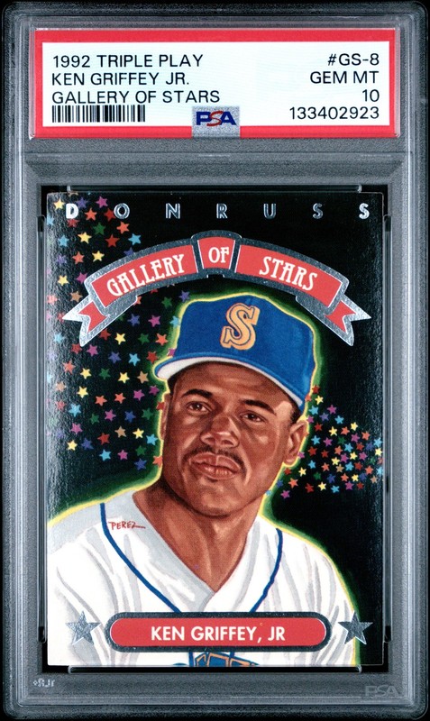 KEN GRIFFEY JR. 1992 DONRUSS TRIPLE PLAY GALLERY OF STARS #GS-8 (PSA 10)