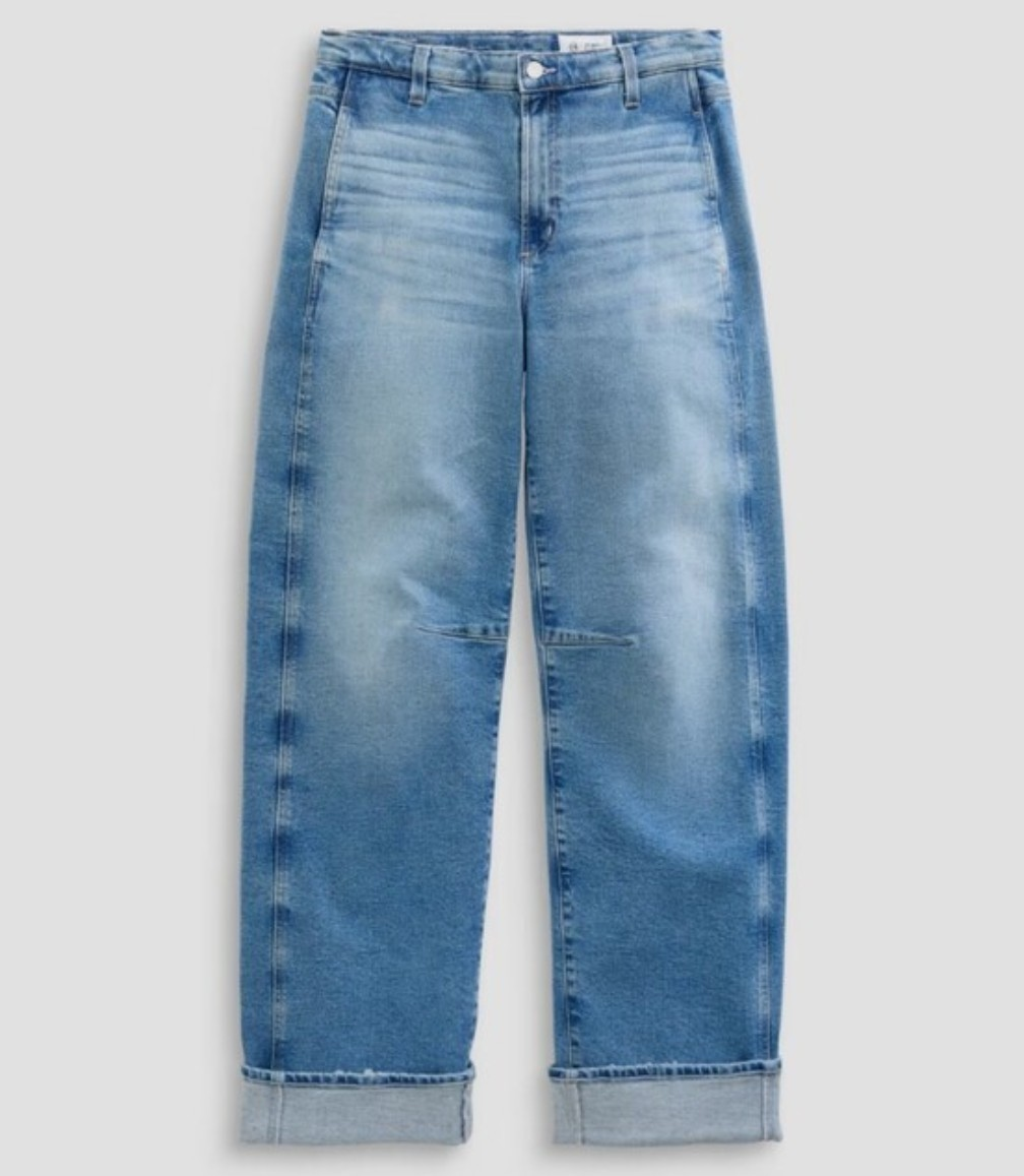 AG High-Rise Barrel Jeans Light Wash Blue Denim Cuffed 5-Pocket Women 25