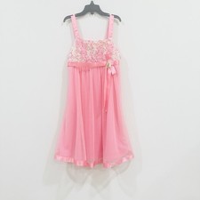 Bonnie Jean Girls Ruffle Mesh Floral Dress Size 10 Sleeveless Rosette Bodice