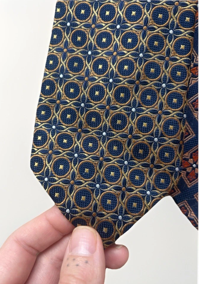 Lote de 6 corbatas de seda vintage Barbara Blank NY hechas a mano impresión geométrica de lujo raras Foto 2 de 4