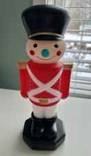 Holiday Time 11" Retro Christmas Red Soldier Tabletop Light Up Plastic Blow Mold