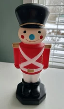 Holiday Time 11" Retro Christmas Red Soldier Tabletop Light Up Plastic Blow Mold
