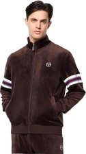 Sergio Tacchini Mens Ostuni Velour Track Jacket Brown Java XX-Large New Tags 2XL