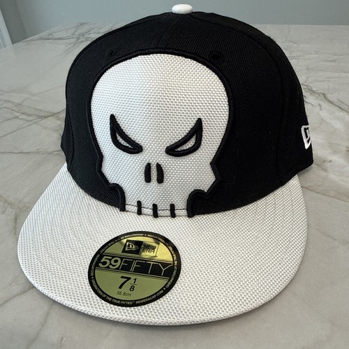 2010 New Era Marvel The Punisher 59Fifty Fitted Cap Mütze Größe 7 1/8 New Old Stock - Bild 1 von 7