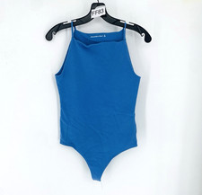 Abercrombie Fitch Blue Boat Neck Bodysuit Tank Medium Soft Stretch Top Thong