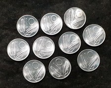 ITALIA LOTTO 10 ESEMPLARI 10 LIRE SPIGA 1965 FDC NC DA ROTOLINO