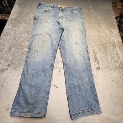 Duluth Flex Ballroom Jeans Mens 38x31 Blue Relaxed Fit Denim Workwear Distressed