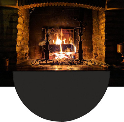 63 x37  Extra Large Half Round Fireproof Fireplace Mat Hearth Rug Non-Slip - Fla
