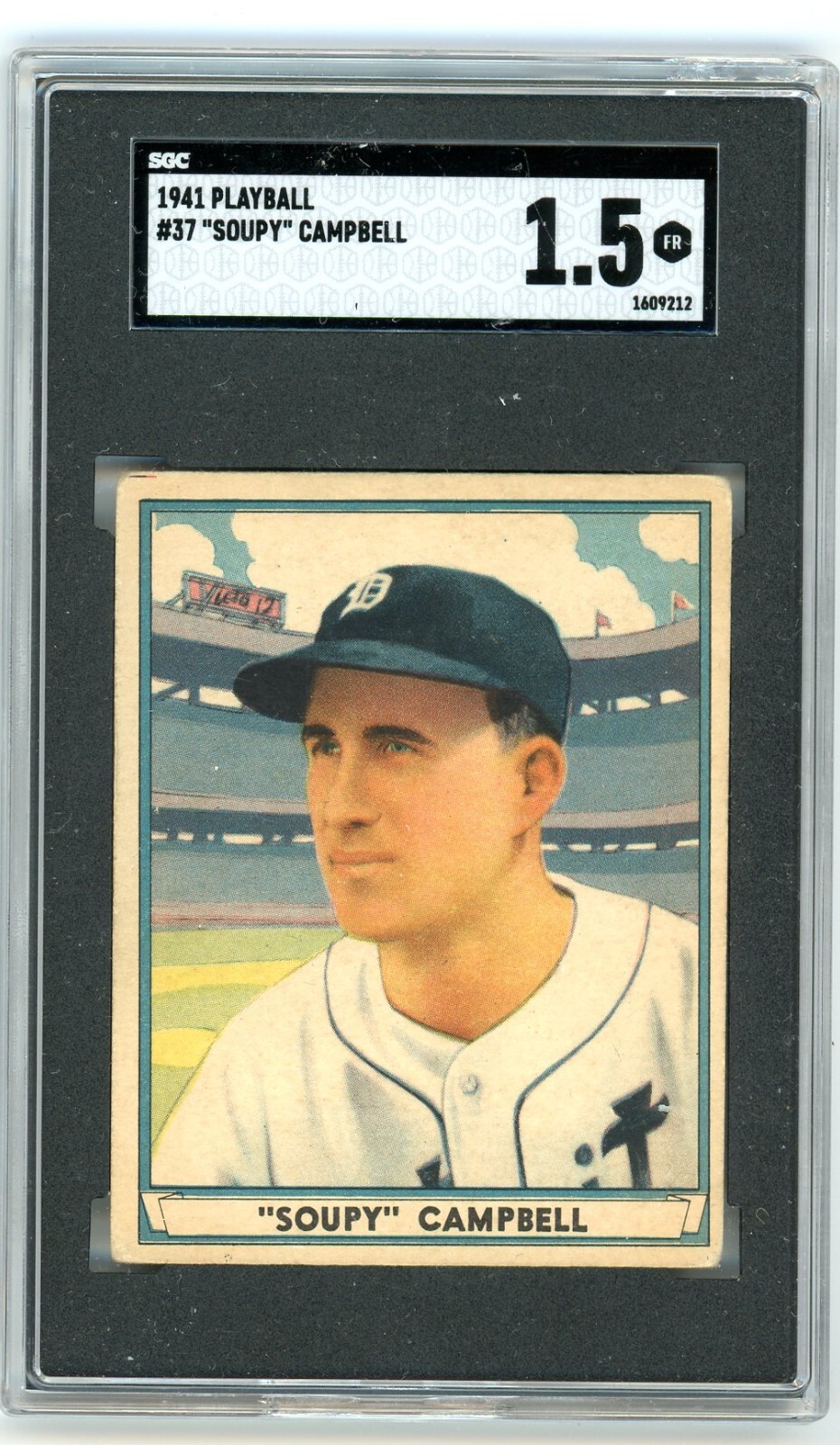 1941 Play Ball SOUPY CAMPBELL Detroit Tigers #37 SGC 1.5 Fair Condition