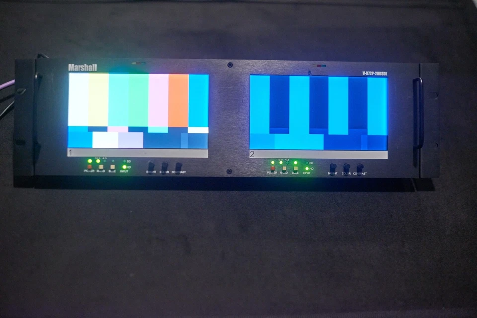 Marshall Electronics V-R72P-2HDSDI Dual 7" LCD Monitor with power cord. - Image 2 of 4