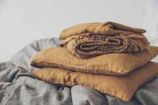 Linen Stonewashed Fitted Sheet, Bohemian Washed Linen sheet, Soft Bedding Sheet