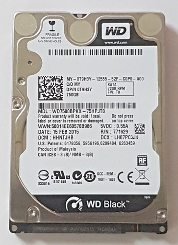 750 GB SATA Western Digital WD7500BPKX-75HPJT0 7200rpm 16MB HDD 2,5" Festplatte