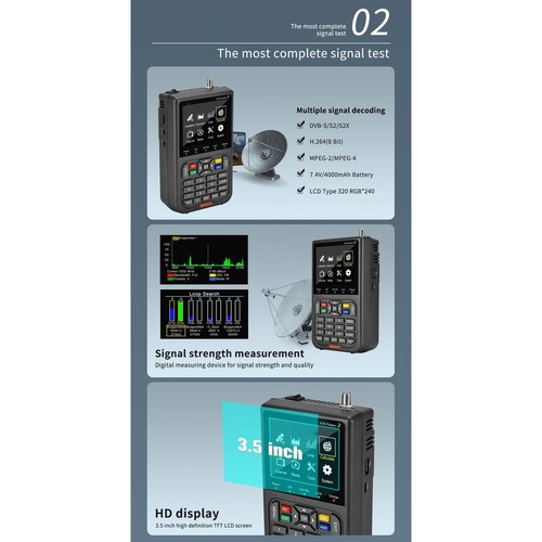 V8 Finder 2 Misuratore di segnale rilevatore satellitare 3,5 pollici HD LCD 4000 mAh USB 2.0 DVB fantastico - Foto 16 di 24